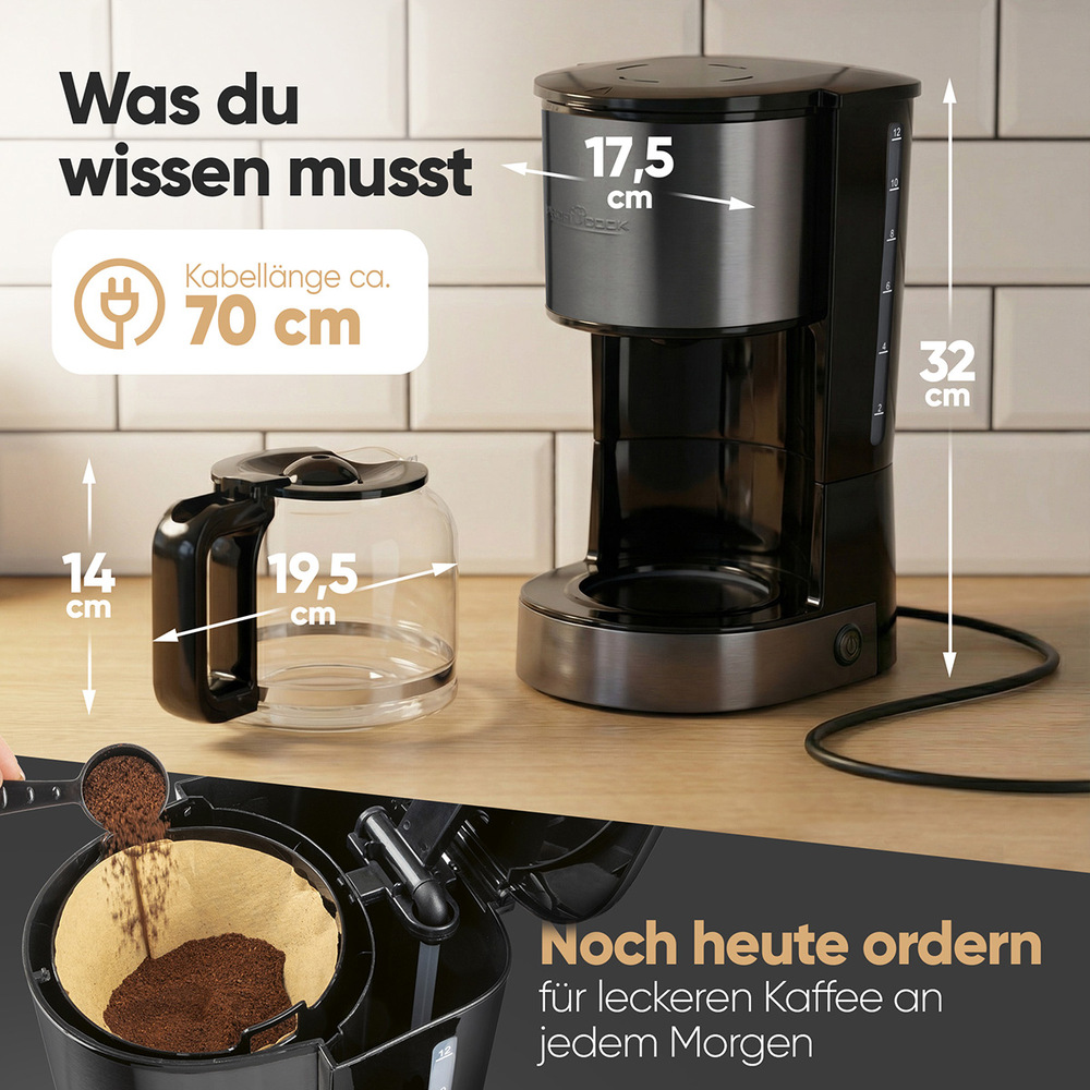 Rozměry kávovaru ProfiCook KA 1330 a konvice