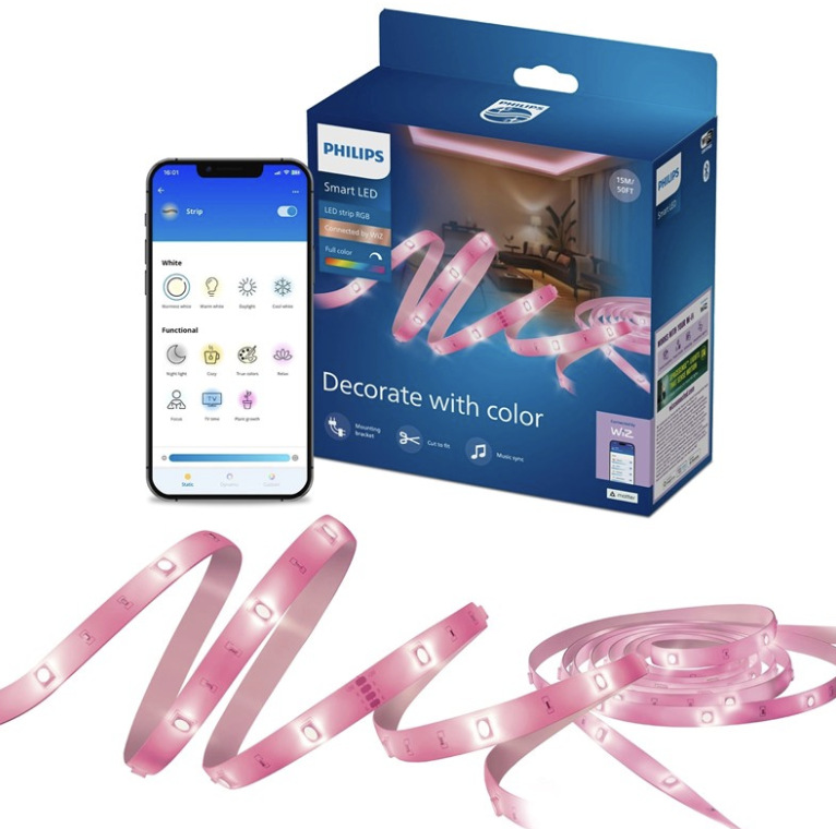 LED pásik Philips Smart LED RGB LED strip 15m Type-C s aplikáciou WiZ a predajným balením