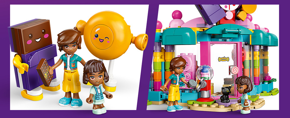 Stavebnica LEGO® Friends 42649 Cukráreň v mestečku Heartlake Stavebnica LEGO Friends umožňuje pripravovať vlastné sladkosti z dostupných doplnkov a vymýšľať nové príbehy z každodenného života cukrárne.