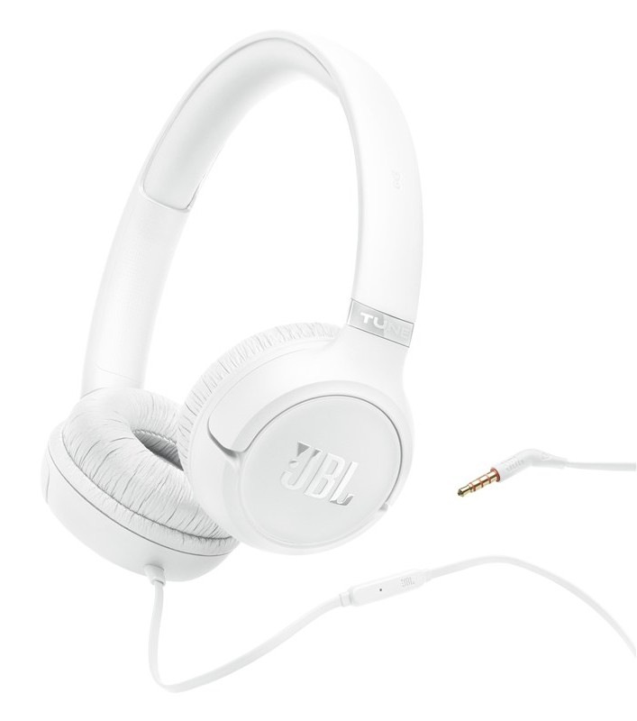 Slúchadlá JBL Tune 530, Jack 3,5 mm, biela farba.