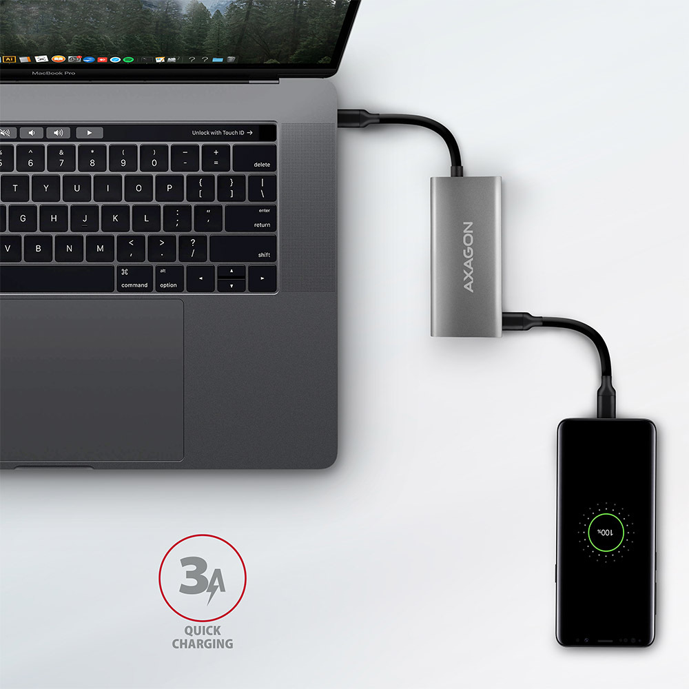 USB Hub Axagon USB 3.2 Gen 2 10 Gb/s húb, 2x USB-A, 2x USB-C, kábel USB-C 13cm sivý USB Hub Axagon USB 3.2 Gen 2 10 Gb/s húb, 2x USB-A, 2x USB-C, kábel USB-C 13cm sivý