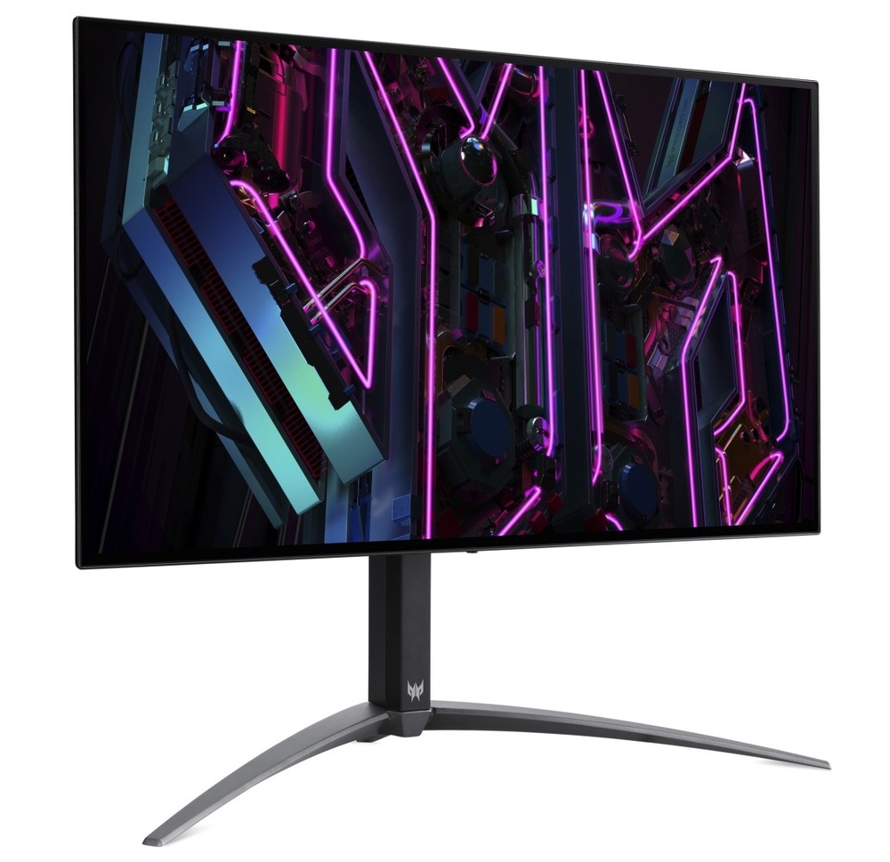 Herný monitor Acer Predator X27UW3bmiiprx čierny Zapnutý monitor Acer Predator X27UW3bmiiprx otočený doprava