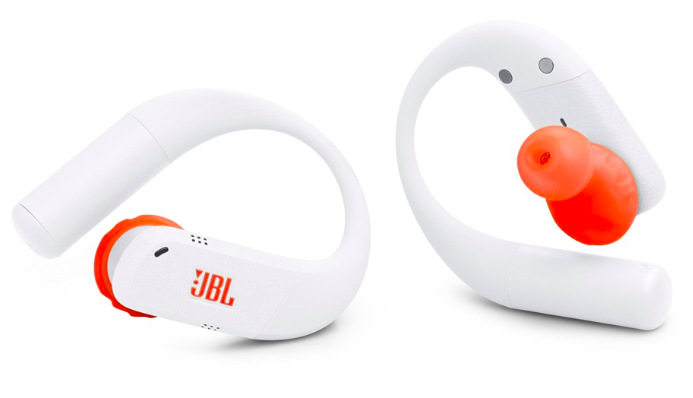 Slúchadlá JBL Endurance Peak 4 biela Detail športových bezdrôtových slúchadiel JBL Endurance Peak 4 v bielej farbe