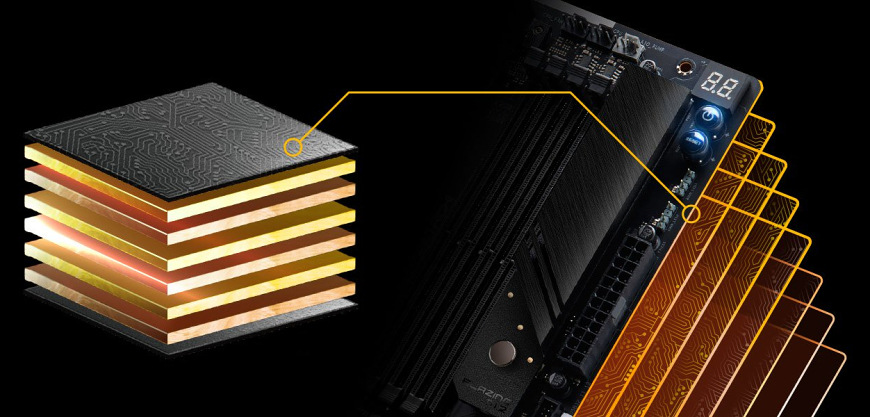 Základná doska ASRock X870E TAICHI LITE Viacvrstvové PCB a zosilnené napájacie vrstvy základnej dosky ASRock X870E Taichi Lite