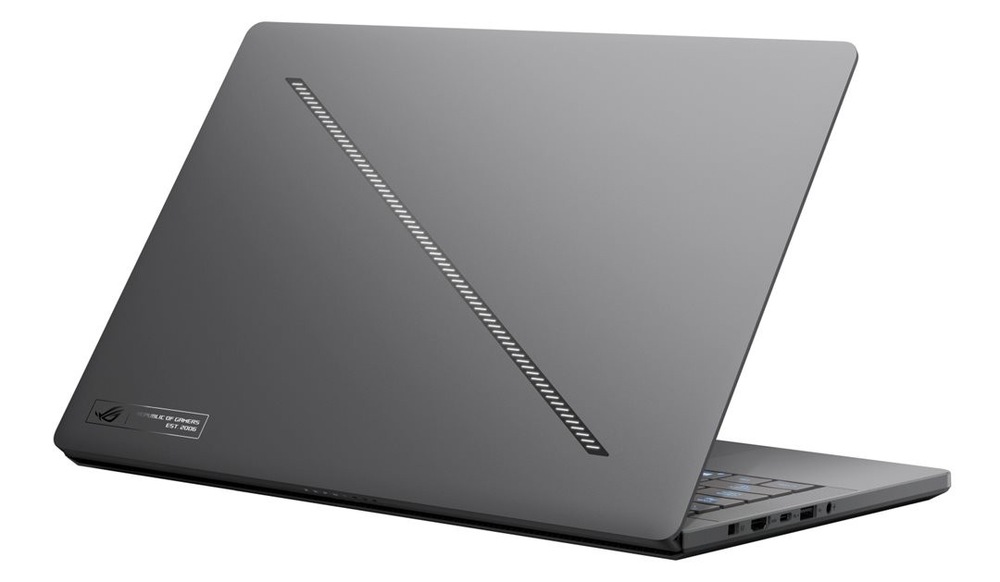 Pootvorený notebook Asus ROG Zephyrus G14 zozadu