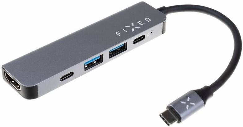 USB Hub FIXED 5v1 USB-C Mini pre notebooky a tablety sivý