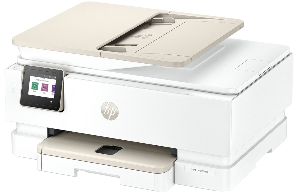 Tlačiareň multifunkčná HP ENVY Photo 7930, služba HP Instant Ink biela Tlačiareň multifunkčná HP ENVY Photo 7930 z čelnej strany mierne natočená vľavo