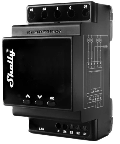 Modul Shelly Pro 4PM, 4násobný spínací modul na DIN lištu, WiFi Shelly Pro 4PM