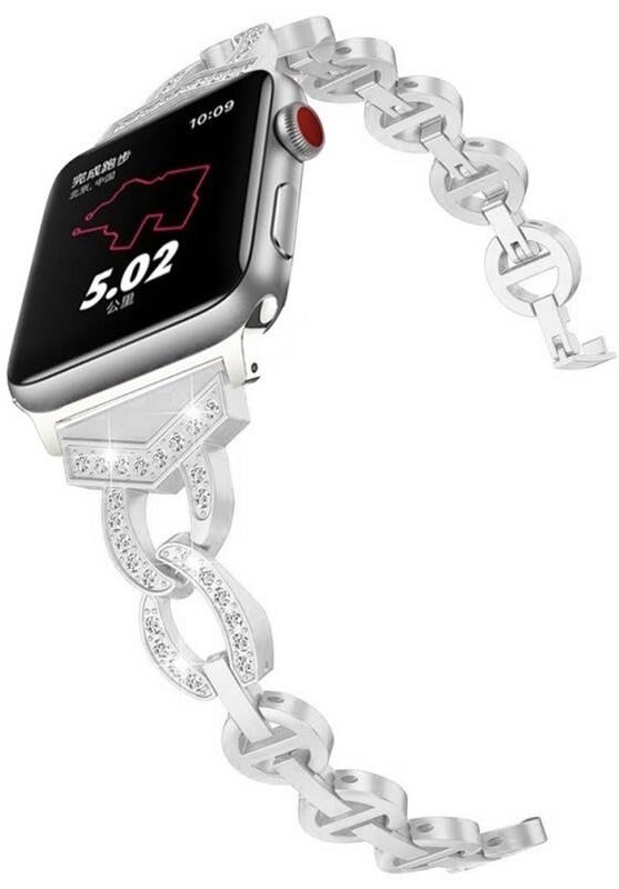 Remienok WG crystal, kovový, na Apple Watch 38/40/41 mm strieborný