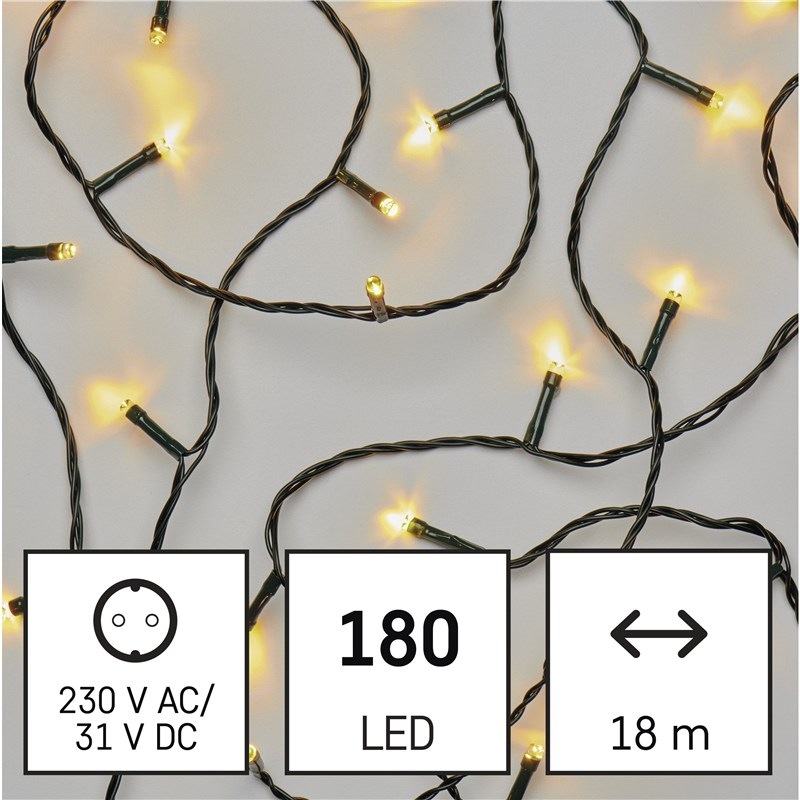 LED reťaz EMOS 180LED reťaz, 18 m, vonkajšia aj vnútorná, teplá biela, programy, časovač