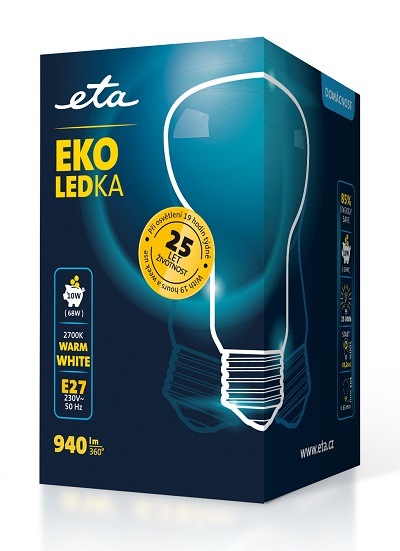 LED žiarovka ETA EKO LEDka reflektor 10W, E27, teplá biela žárovka ETAR63W10WW01 teplá bílá