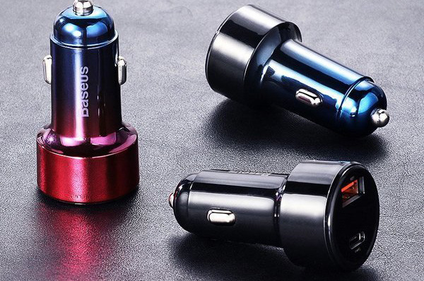 Adaptér do auta Baseus Magic 2x USB, 45 W, 6 A, s displejom čierny