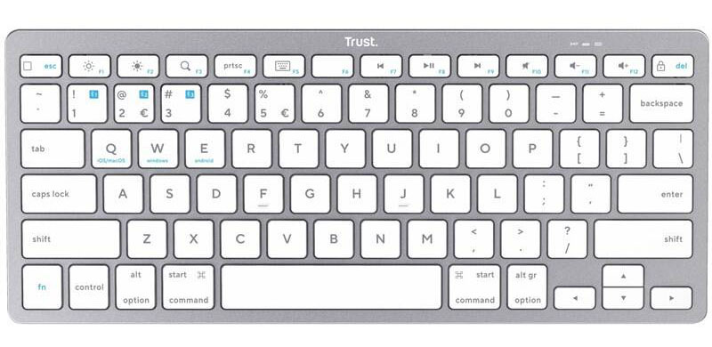 Klávesnica Trust Basics Wireless Bluetooth, CZ/SK layout strieborná/biela Trust Basics Wireless Bluetooth SK/SK