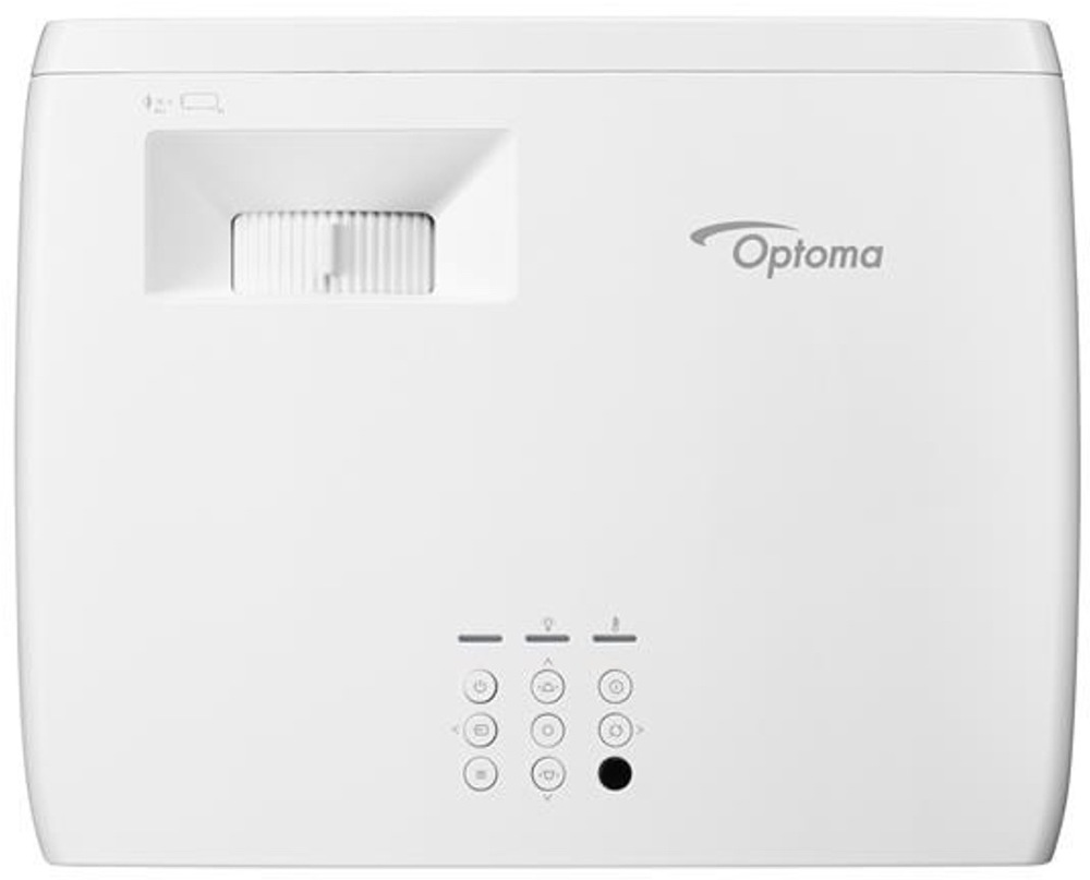 Horná strana projektora Optoma GT2000HDR s ovládacími tlačidlami a kolieskom na zaostrenie