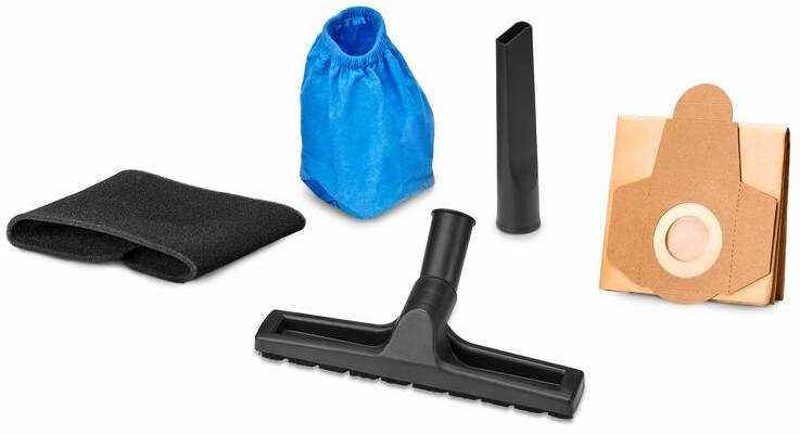 Priemyselný vysávač Einhell Classic TC-VC 2045 S nerez Príslušenstvo k priemyselnému vysávaču Einhell TC-VC 2045 S vrátane hubíc, filtrov a vrecka