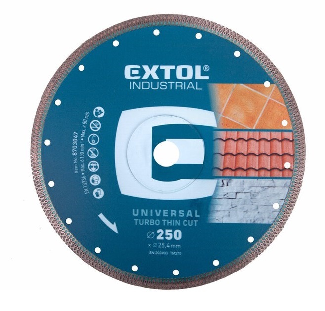 Kotúč diamantový EXTOL Industrial 8703047 turbo Thin Cut 250x25,4x2mm