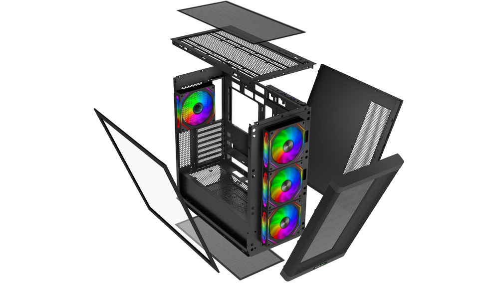 Case Evolveo Scorpio čierna Skriňa s 4mm tvrdeným sklom, ClickFix panelom a podporou GPU 415 mm ponúka priestor aj jednoduchú údržbu