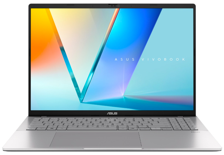 Čelný pohľad na ASUS Vivobook S16 s 16″ OLED displejom a numerickou klávesnicou