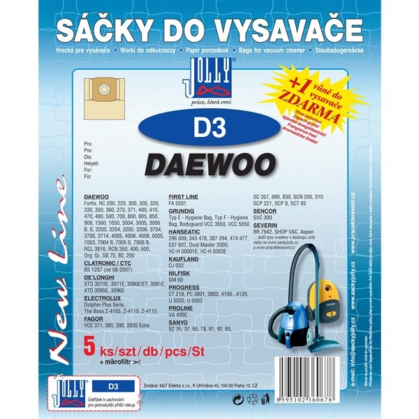 Vrecká Jolly do vysávača DAEWOO, jednoduchá inštalácia