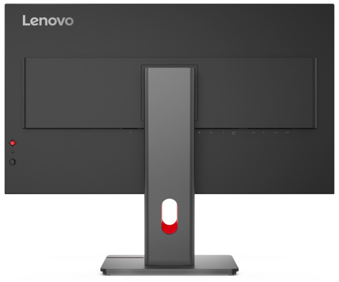 Monitor Lenovo ThinkVision P32ud-40 čierny Zadná strana monitora Lenovo ThinkVision P32ud-40 s pevným stojanom a otvorom na vedenie káblov