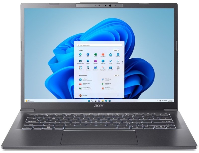 Univerzálny notebook Acer Aspire 14 AI pre prácu aj zábavu, šedá farba