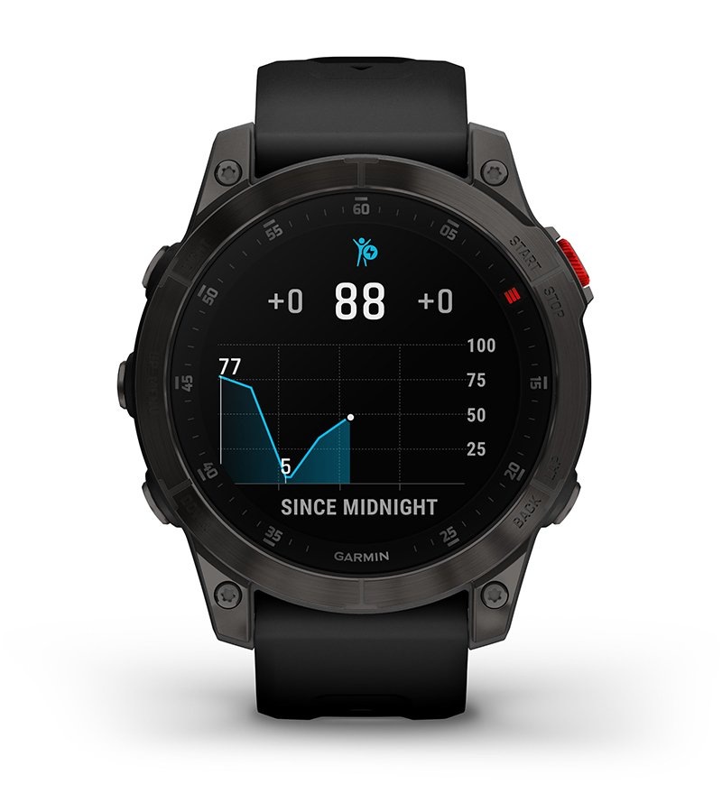 Inteligentné hodinky Garmin epix Pro (Gen 2) Sapphire - 51 mm - Titan Carbon Grey / Black Silicone Band