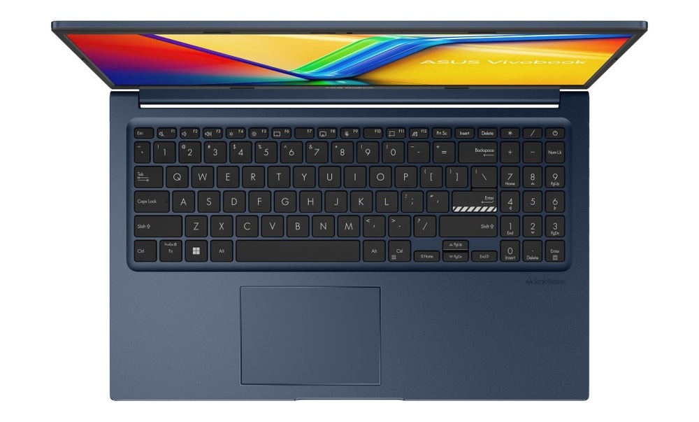 Pohľad zhora na klávesnici notebooku Asus Vivobook 15″ width=