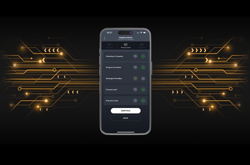 Detail obrázku mobilného telefónu a nastavenia s AdaptiveWash.
