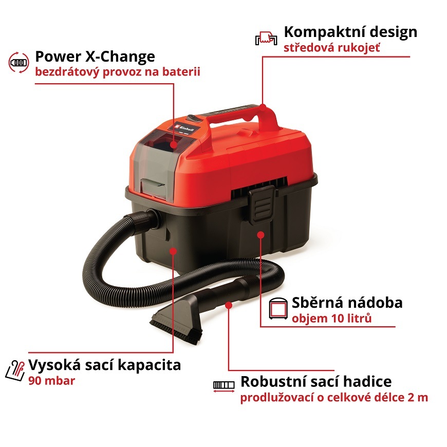 Viacúčelový vysávač Einhell TE-VC 18/10 Li (bez batérie) Viacúčelový vysávač Einhell TE-VC 18/10 Li (bez batérie)