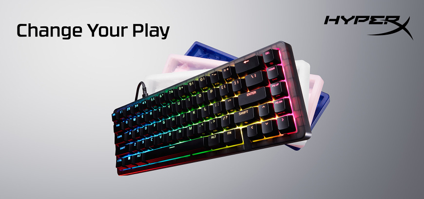 Klávesnica HyperX Origins 2 65 čierna Klávesnica HyperX Origins 2 65 – slogan Change Your Play a farebné varianty tela