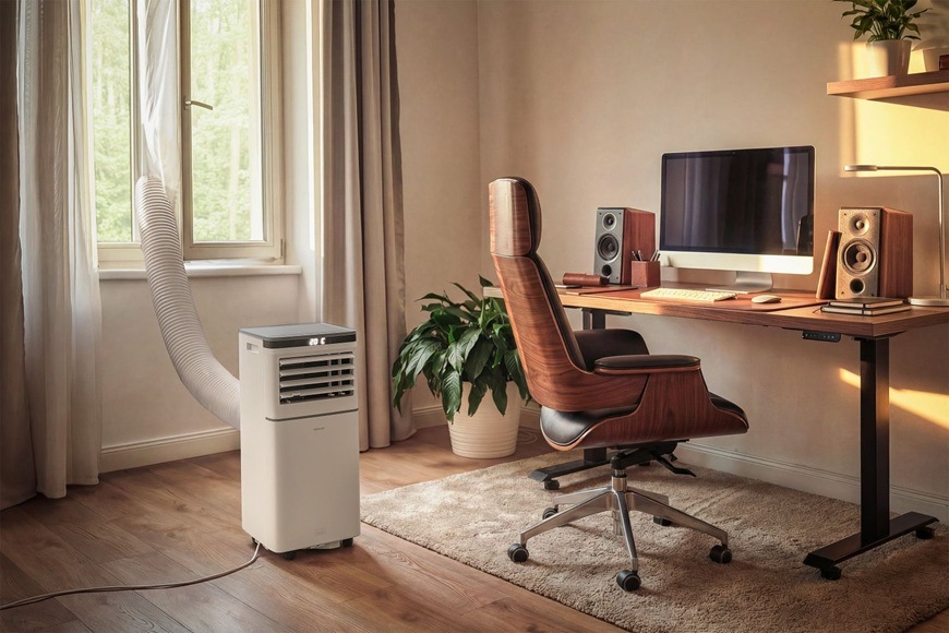 Mobilná klimatizácia Sencor SAC MT8042C Wi-Fi, 8 000 BTU/h biela Mobilná klimatizácia Sencor SAC MT8042C Wi-Fi s výkonom 8 000 BTU/h efektívne ochladzuje domácu pracovňu a vďaka kompaktnému dizajnu aj tichej prevádzke vytvára príjemné prostredie pre prácu aj odpočinok.