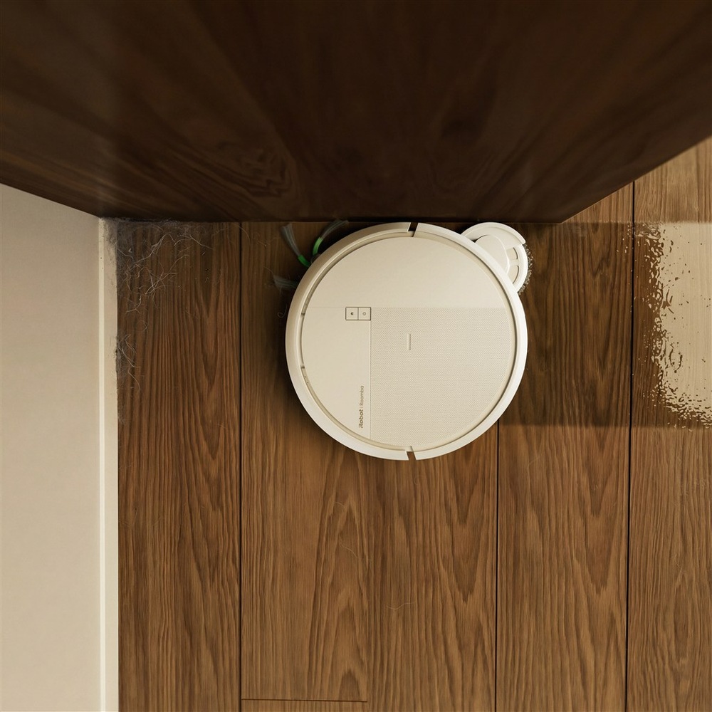 Robot iRobot Roomba Plus 515 Combo pri vysávaní a vytieraní podlahy.