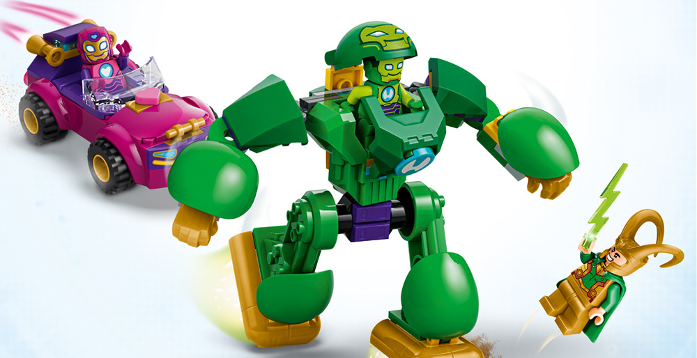 Stavebnica LEGO® Marvel Iron Man a jeho super priatelia 11211 Loki vs. tím Iron Mana Aplikácia LEGO Builder ponúka 3D zobrazenie modelu a prehľadný postup stavania, zatiaľ čo robotický oblek meria cez 11 cm.
