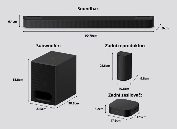 Soundbar Sony Bravia Theatre System 6 čierny Soundbar Sony HT-S60, zadné repro