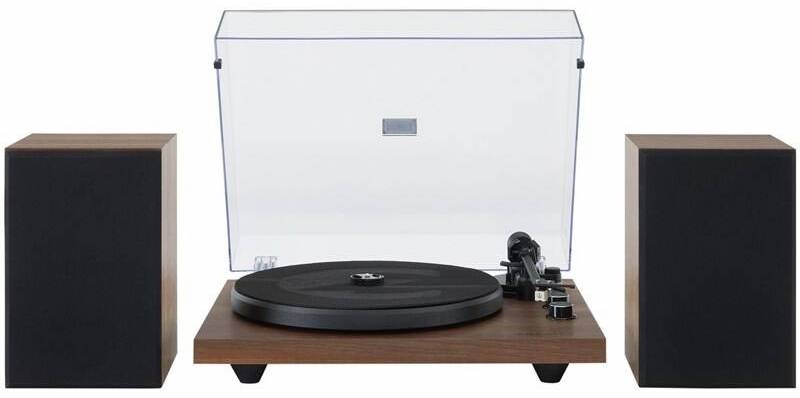 Gramofón Crosley C62 s externými reproduktormi pohľad spredu