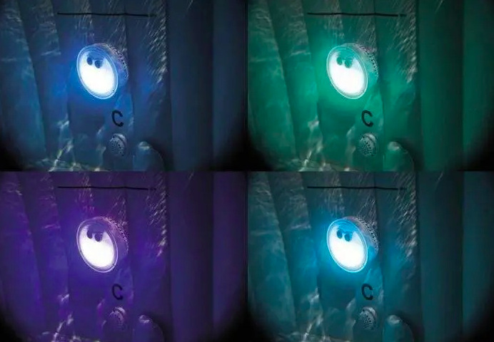 Vírivka Intex 28440 Viacfarebné LED osvetlenie vírivky Intex PureSPA Greywood Deluxe™ pri večernom kúpaní
