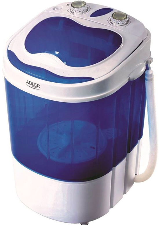 Mini práčka Adler AD 8051 s funkciou odstreďovania v bielo-modrom prevedení na pranie až 3 kg bielizne
