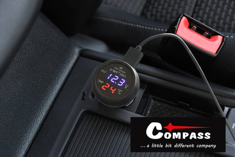 Zásuvka Compass 07427 MULTI - USB, voltmetr, teploměr Zásuvka Compass 07427 MULTI - USB, voltmeter, teplomer