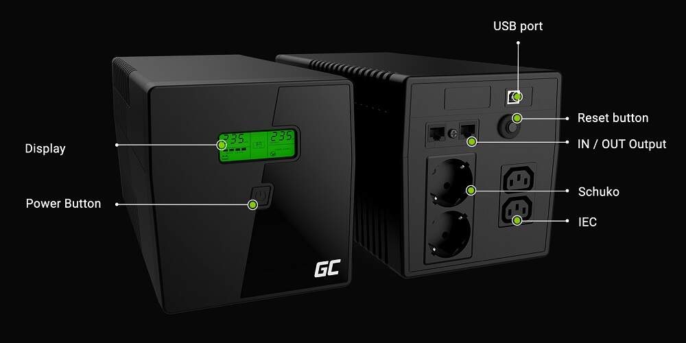 Záložný zdroj Green Cell Micropower 1000VA čierny Záložný zdroj Green Cell Micropower 1000VA čierny