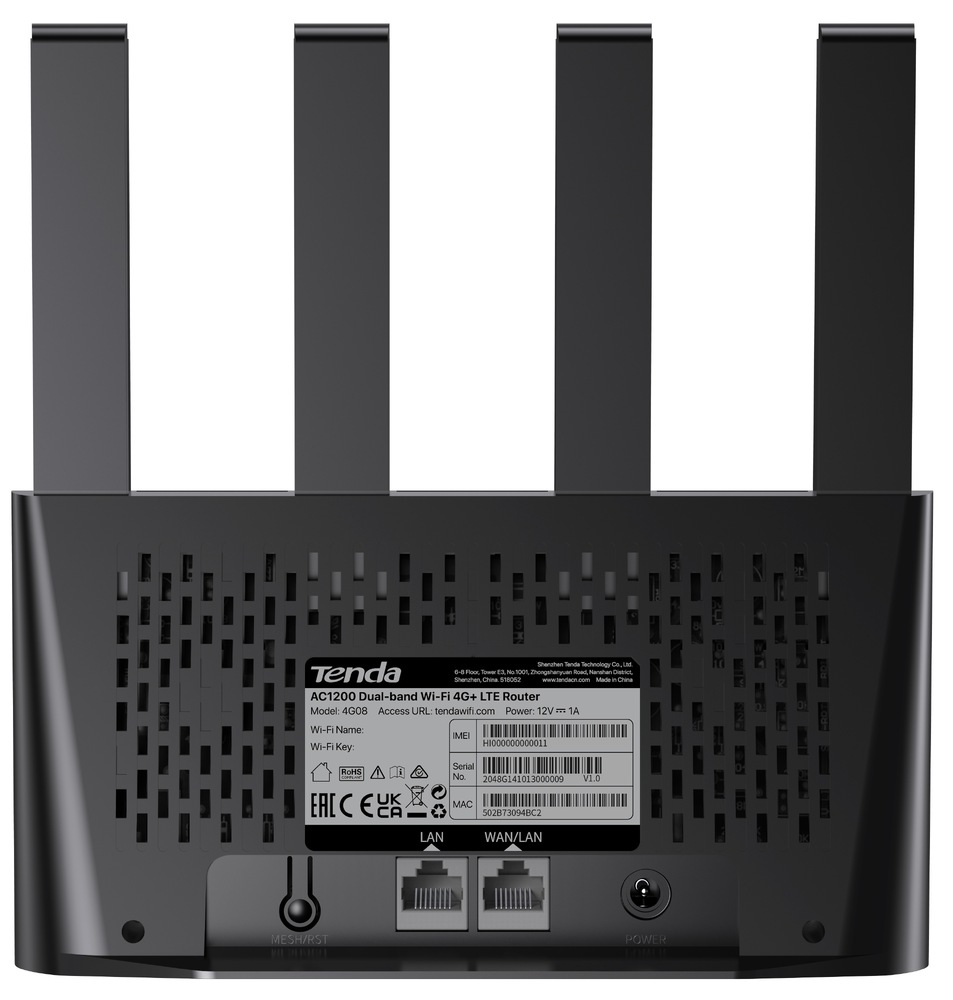 Router Tenda 4G08 v detaile zo zadnej strany