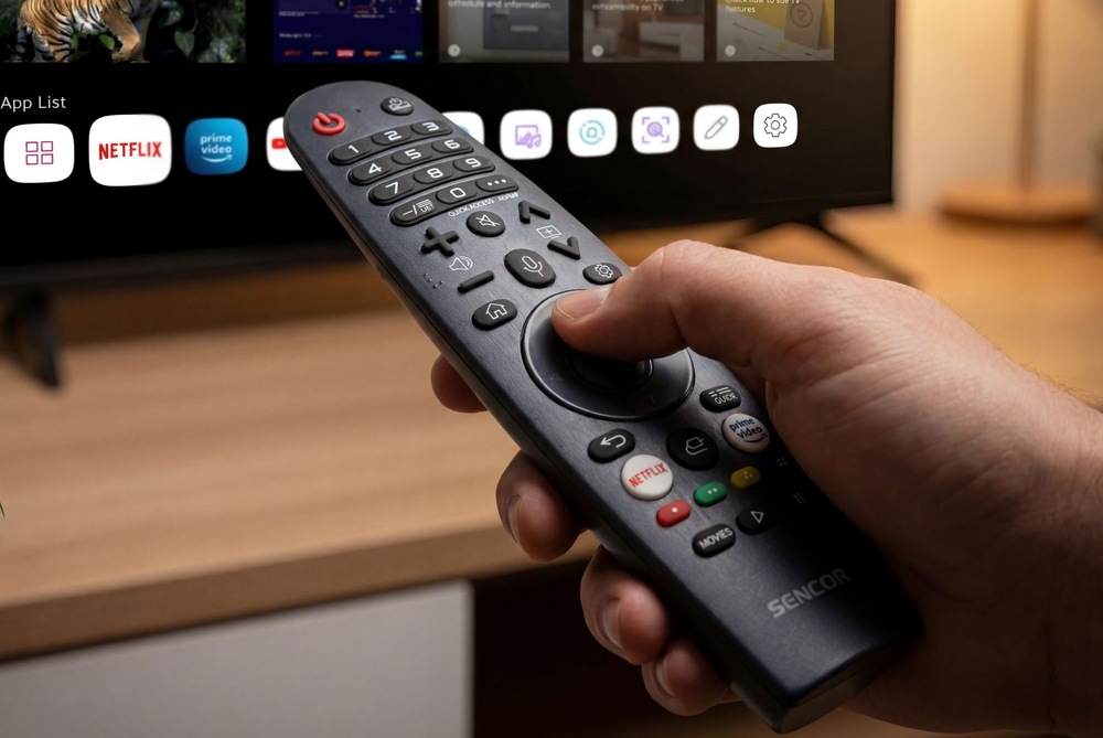 Televízor Sencor SLE 55US804B Pohodlné ovládanie Smart TV Sencor SLE 55US804B pomocou gyroskopického ovládača s Bluetooth pripojením.