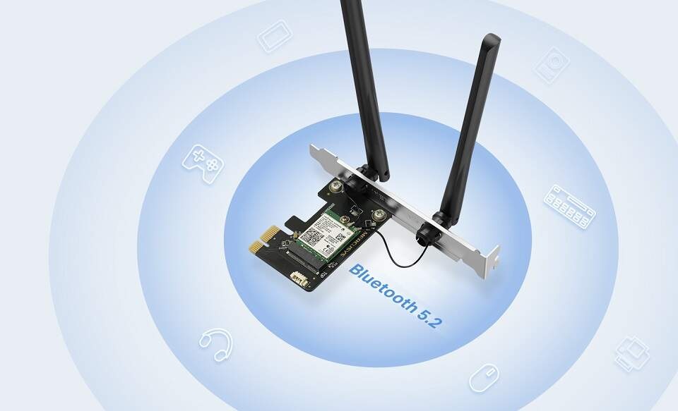 Sieťová karta Mercusys MA80XE, Wi-Fi 6 AX3000, Bluetooth Sieťová karta Mercusys MA80XE, Wi-Fi 6 AX3000, Bluetooth