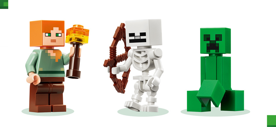 Stavebnica LEGO® Minecraft® 21593 Prvé nočné dobrodružstvo Stavebnica s 301 dielikmi ponúka Minecraft dobrodružstvo, ktoré spestrí digitálny návod v aplikácii LEGO Builder.