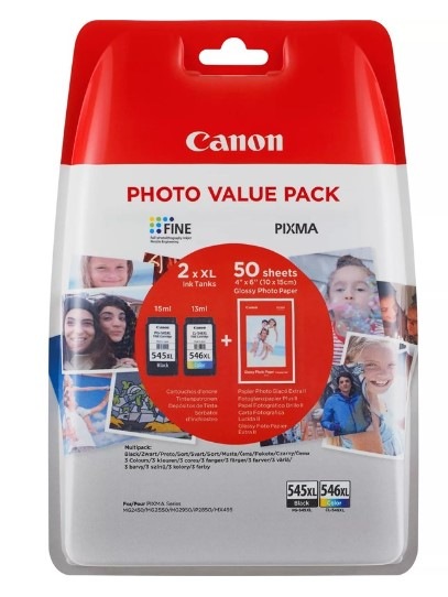 Cartridge Canon PG-545XL/CL-546XL, 400/300 strán, Photo Value Pack, CMYK viacfarebná Cartridge Canon PG-545XL/CL-546XL, 400/300 strán, Photo Value Pack, CMYK viacfarebná