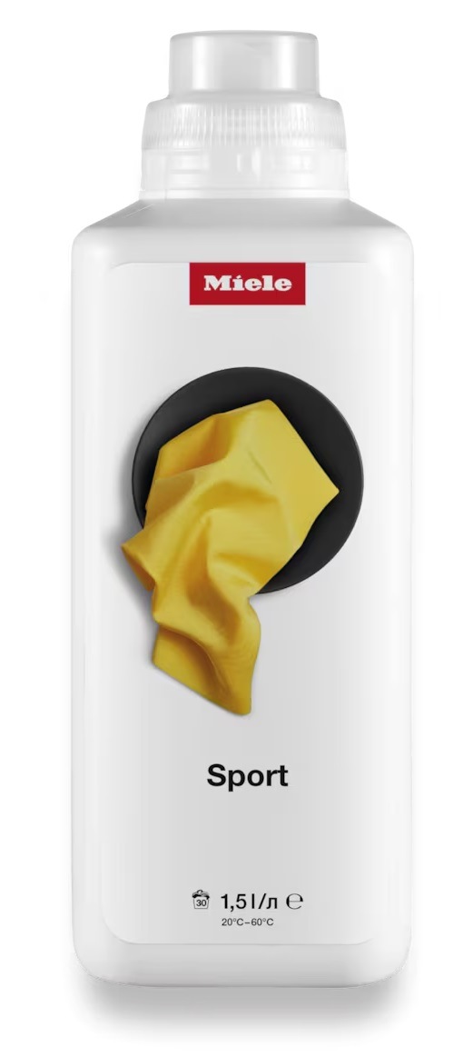 Prací prostriedok Miele Sport 1,5 l Miele Sport 1,5 l pohľad spredu na fľašu