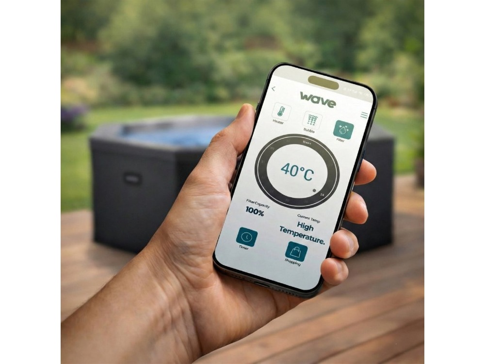 Vírivka CF Wave Como 6 Charcoal Wi-Fi podporuje ovládanie cez mobilnú aplikáciu aj na diaľku