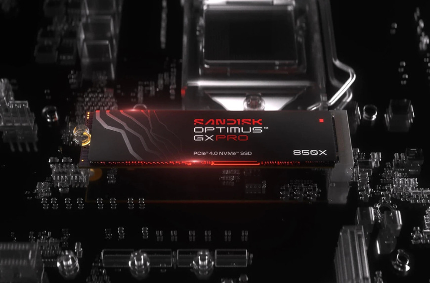 SSD SANDISK Optimus GX PRO 850X osadený v slote základnej dosky