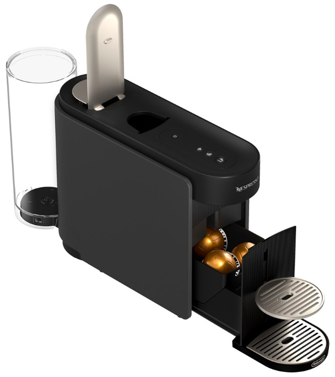 Kapsulový kávovar De'Longhi Nespresso Vertuo Up Bundle ENW200.GYAE antracitová farba Horná časť DeLonghi Nespresso Vertuo Up Bundle ENV200.GYAE s ovládaním One Touch a vekom kapsule