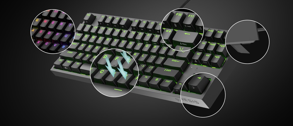 Klávesnica Genesis THOR 404 TKL, RGB, US layout, Kailh Box Brown V2 biela Genesis THOR 404 RGB US Kailh Box Brown V2