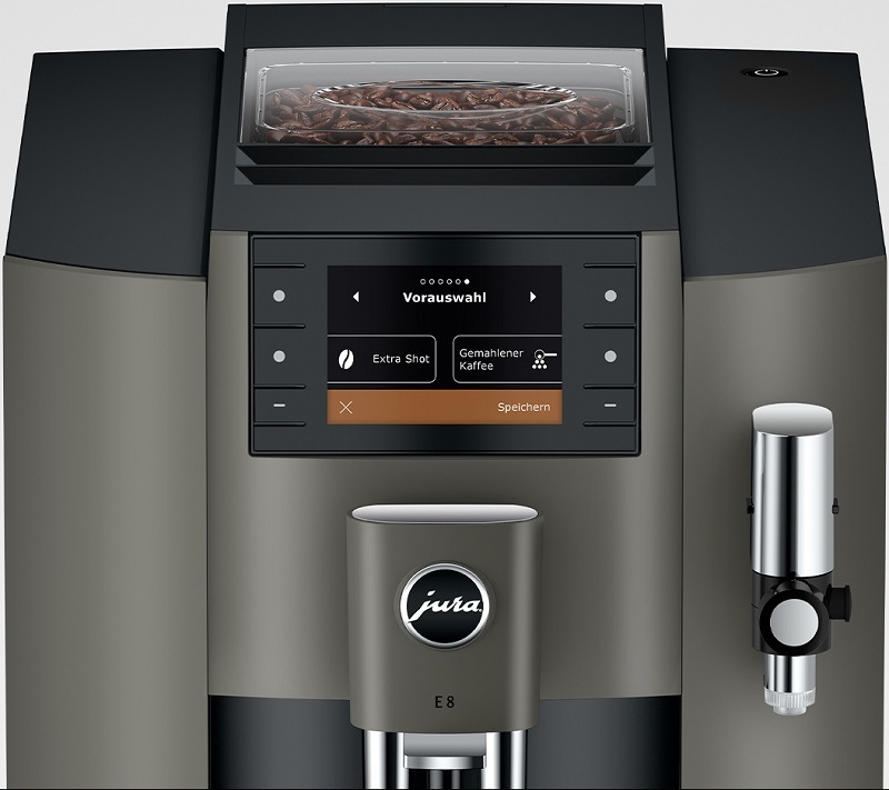Automatický kávovar Jura E8 Dark Inox (modelový rok 2025) sivý Automatický kávovar Jura E8 Dark Inox (modelový rok 2025) sivý